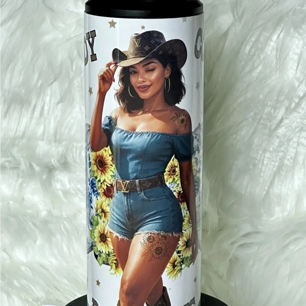 Howdy Cowboy! | 20 oz. Stainless‎ Steel Tumbler with Round Portable & Slide Lids